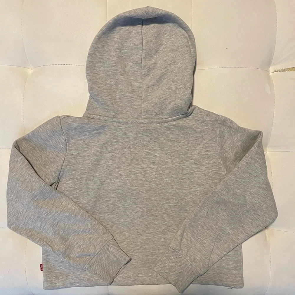 Levi's Gray girls Crop Hoodie with Leopard Logo - Picture 5 of 7